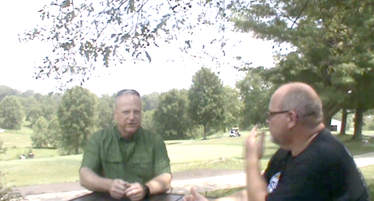 Owner David Bay, left, talks with Editor Keith Smith about the award and happenings at Pendleton Hills