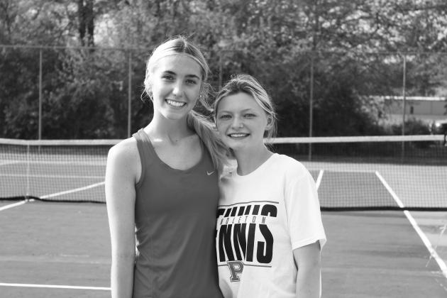 On April 29, the PCHS Tennis program honored its two seniors, Cay Harper (left) and Lexie Teegarden (right). Photo provided by Stacey Myers.