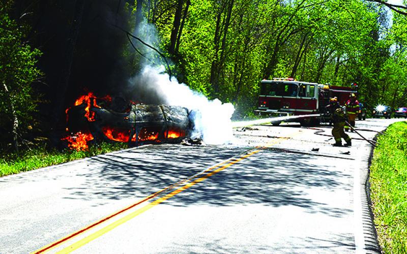 Falmouth Fire Department extinguished the minivan