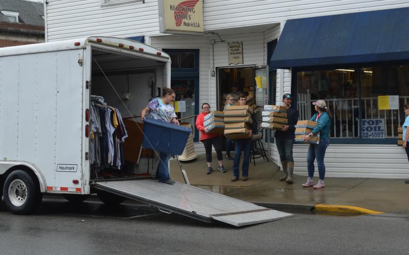 Randy's were hauling out merchandise in preparation of any flooding that might reach their Shelby Street store