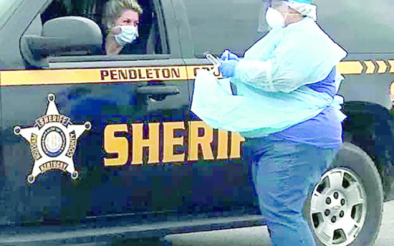 Pendleton County Deputy Sheriff Patricia Dietz was one of 20 to use the drive-thru Covid-19 testing site. Pendleton County will have another site on Wednesday, May 6 at Pendleton County High School.