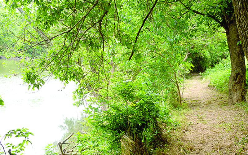 The trail goes along the fairgrounds and Griffin Ampitheater