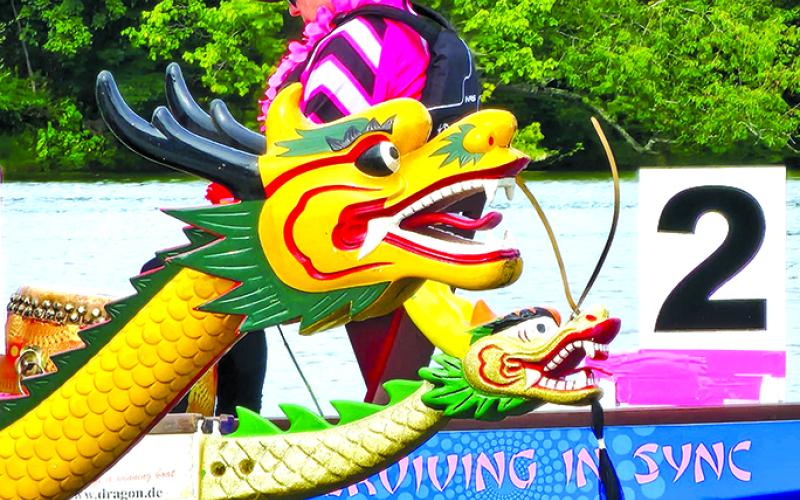 A dragon boat is ready to launch at the fundraising festival.