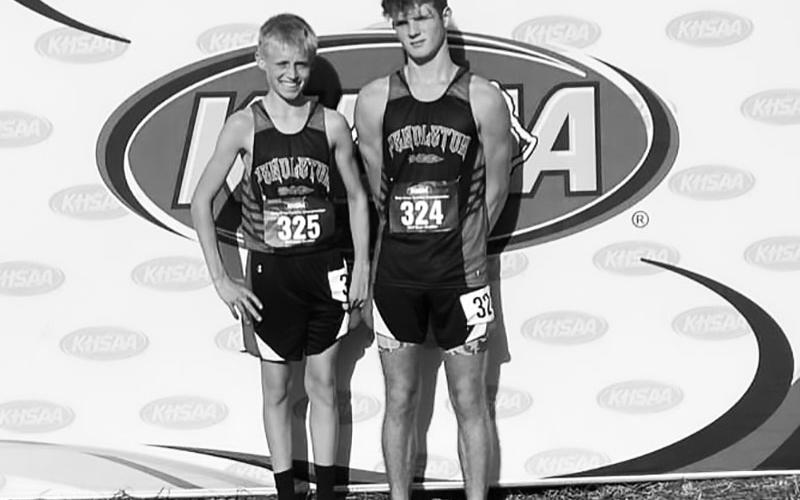 Pictured are Wildcats Klaber Wolfe and  Evan Stewart, at the KHSAA State Cross Country event on October 24. Photo by Natalie Wolfe.