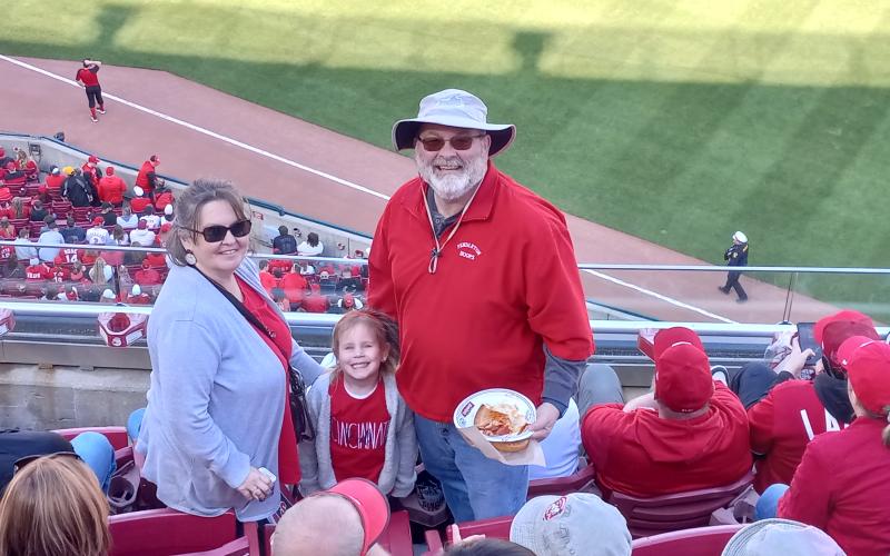 Keith and Jana Smith of Butler brought their four-year-old granddaughter Rori to her first ever Opening Day. They enjoyed the view from section 436.