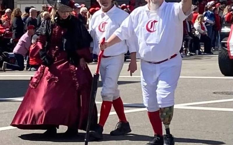 Rodney Hamilton  made a triumphant return to the Opening Day parade as he overcame serious health issues to join his teammates from the Red Stockings HOF vintage team.