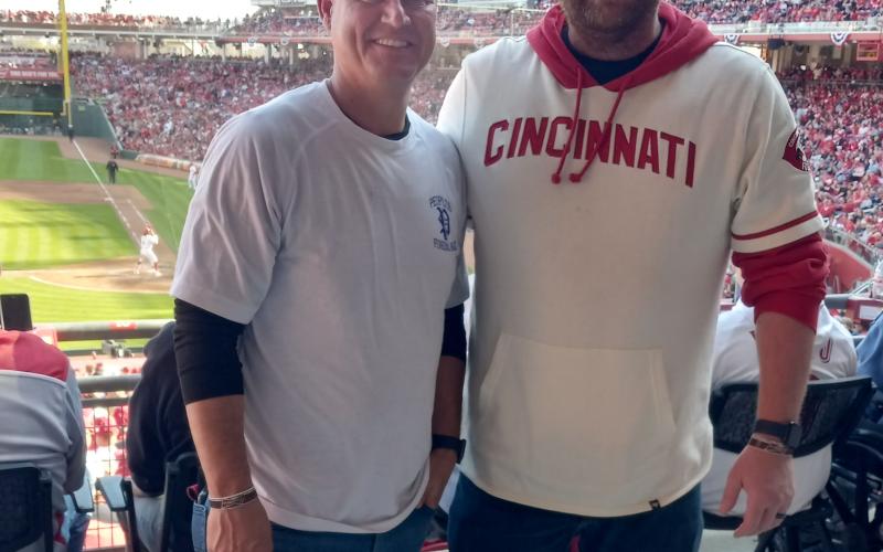 Lifelong friends Jonathon Peoples and Andrew Spencer took in the game from section 118.