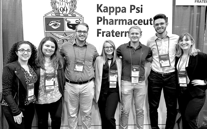 Seth Longworth (third from left) and his team of student pharmacists won Best Overall for their video submission at the APhA conference in Phoenix, Arizona.