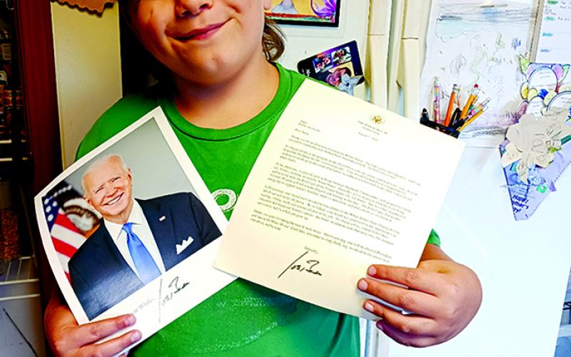 Niko Blaine-Cholkas, received a letter from President Joe Biden