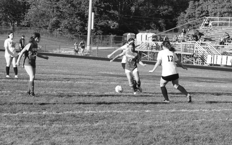 Freshman Riley Browning scored her first varsity goal in the victory against Paris. Photo by: Sam McClanahan.