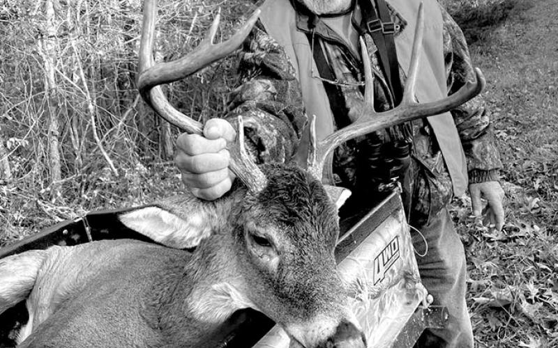 Billy Websters displays his nine-pointer he claimed in Pendleton County.  Photo provided by Dustin Robbins.