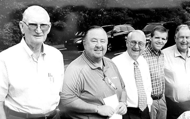 Current board members: Jerry Pape, Greg Turner, Minister: Jesse Henderson, Adam McElfresh, Bob McClanahan. Not available when photo was taken: Dan Barnwell, Gary Pugh, Roger Stubbs.