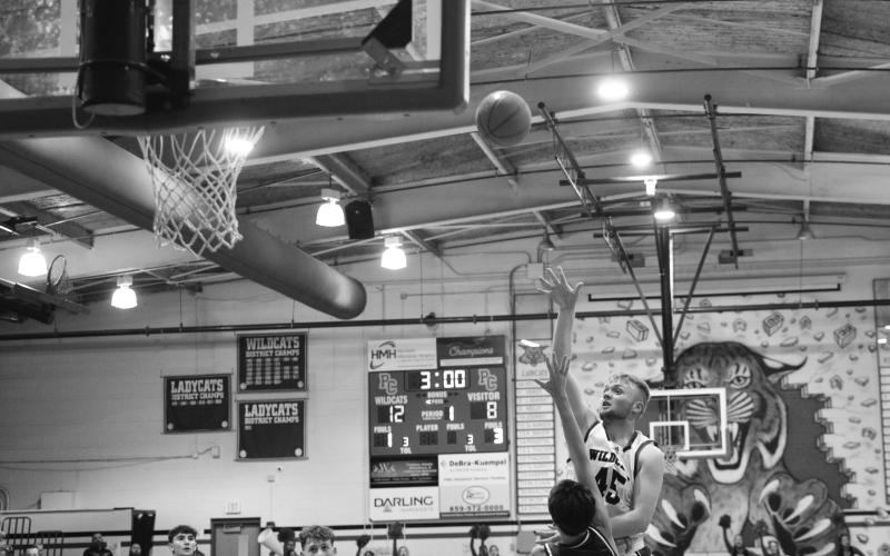 Wildcats senior center Austin Kirsch, goes up for two of his 19 points in the team's victory over Bishop Brossart on December 20. Photos taken by Sam McClanahan.