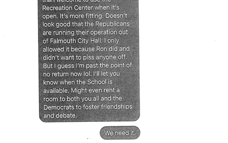 Exhibit 1 was matched by Ernst with his response to Rick Brown, Chair of the Republican Party. After Party Sec. Steven D. Foster posted Ernst’s communication regarding the party’s use of the building, including the belief the “current PC Republican Party does not align with [his] Conservative Christian values,” Brown responded, which elicited this response from Ernst. Brown’s response was not presented in the evidence.