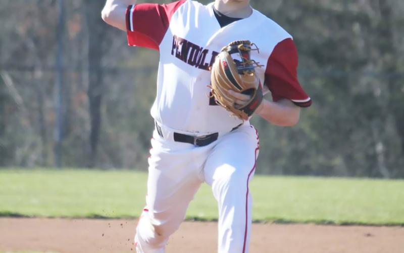 Michael Fultz delivers a pitch to the plate. Photos courtesy of Sonja Barnard and Lisa Cooper.