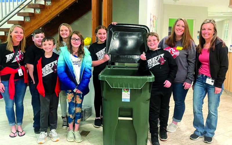 Bobcat Council was joined at the Ronald McDonald House by Northern Elementary School teacher Laura Caudill, who is staying at a nearby hospital with her sick son. Pictured from left are teacher Jodi Gerhardstein, Xavier B., Phoenix R., Beulah G., Evelyn J., Faith W., Elias B., Tabatha Biddle, and Caudill.