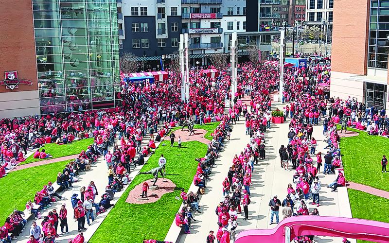 A Sea of Red:  Nearly 45,000 fans poured into Great American Ballpark to usher in the 2024 season. The Reds produced an impressive 8-2 victory over the Washington Nationals to snap a three-year losing streak on Opening Day.