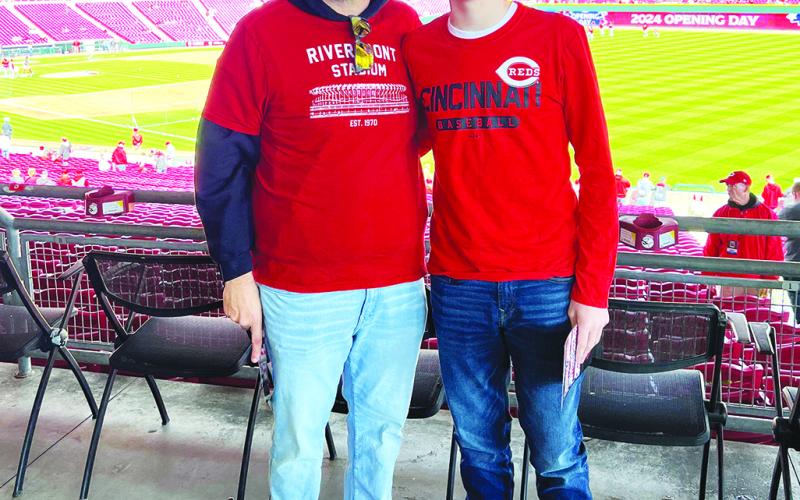 Luke Meyer and his son, Lincoln, took in the ballgame with a great birds-eye-view from behind home plate.
