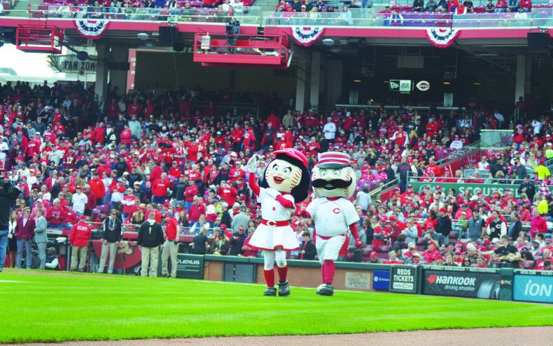 Rosey Red and Mr. Redlegs entertained the sell out crowd prior to first pitch.