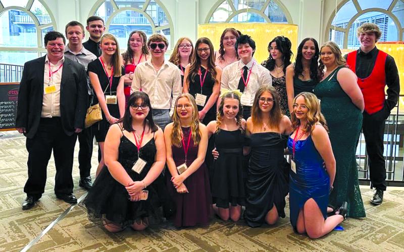 Sharp MPendleton County High School Family Career Community Leaders of America students are dressed and ready to attend the State Leadership Conference awards banquet last month in Louisville. Photos by Hannah Thomas.