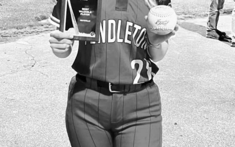 Ladycat freshman Aubrey Mullins hit her first varsity home run on April 13 and was named awarded one of the MVP trophies at the David Iery Classic. Photo provided by Mallory Mullins.