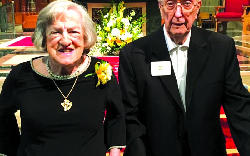Church was always a top priority for the Klees, shown here at their parish at St. Agnes in Fort Wright. Previously, they were longstanding members of St. Francis Xavier Church in Falmouth, where they were married Jan. 15, 1949. The Klees celebrated their 75th wedding anniversary a month before Paul’s passing on Feb. 20. Photo courtesy of Marianne Roseberry.