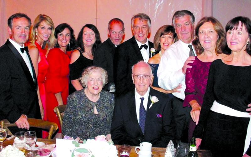 Margie and Paul Klee, seated, pose with their 10 children, standing in birth order from youngest on the left, Bill, Maureen, Marjorie, Marianne, Alan, Kent, Marilyn, Vince, Paula, and Nancy. Paul and Margie celebrated their 75th wedding anniversary a month before Paul’s passing on Feb. 20. Photo courtesy of Marianne Roseberry.
