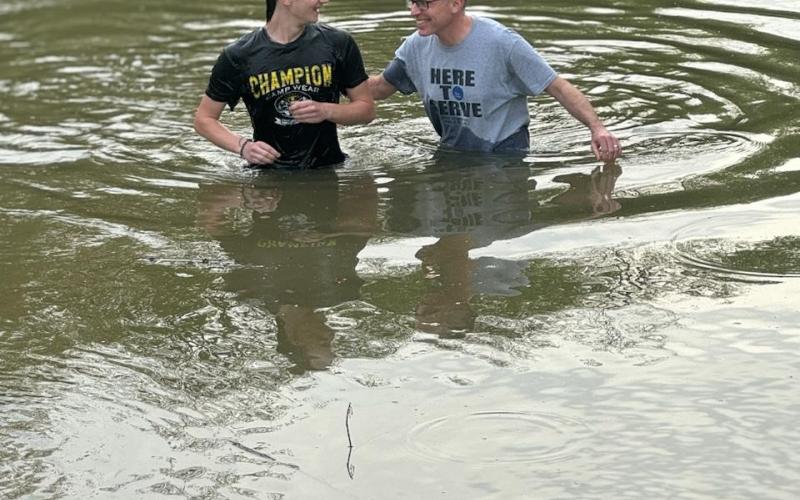 Luke Beckett 4/27/24 river baptism. Photo by Jessie Beckett