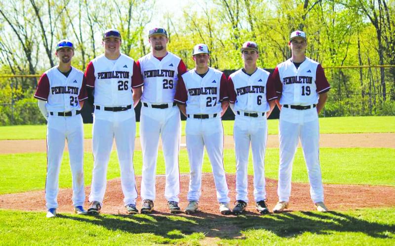 Six Wildcat baseball seniors were honored on April 25 prior to the matchup with Bishop Brossart. From L-R: Jonathan Roenker, Aaron Kirsch, Austin Kirsch, Michael Fultz, Nick Arkenau and Abraham Beebe. Photo courtesy of Sheila Wright.