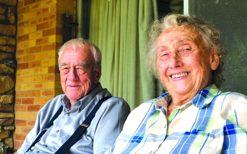 Omer and Jane Bentle of Falmouth celebrated their 70th wedding anniversary May 30. Both retired Pendleton County Schools educators, they met as teenagers at skating rink/bowling alley. Photo by Nila Harris.