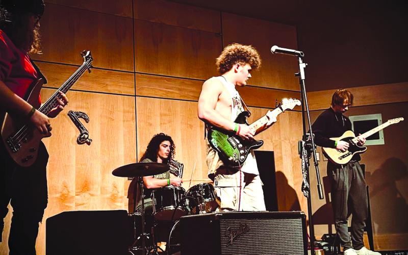 Pendleton County High School graduate Vincent Nocero plays with his band Emma’s Room. From left are Owen McCormick, Jacob Record, Nocero and Nolan Williams. Photo courtesy of Vincent Nocero.