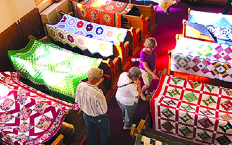 Falmouth Methodist displays quilts for the Artwalk.