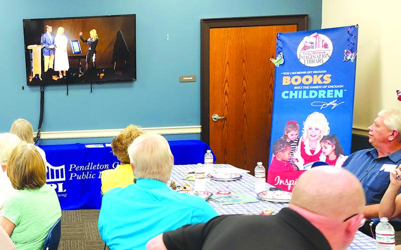 A livestream is held at PCPL as Gov Andy Beshear and First Lady Britainy Beshear talk with Dolly Parton..