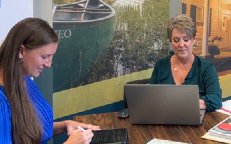 Beka Burton, left, and Tami Vater collaborate to pave the way for an community assessment project. Photo courtesy of Tami Vater..