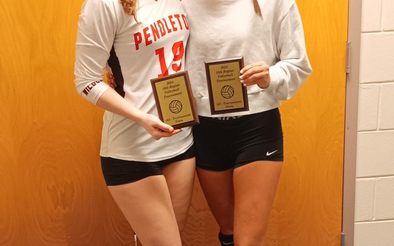 Allison Aulick and Kearstin Mayer were named to the All-Tournament team following their semifinal loss to Scott High. Photos by Adyson Dotson and Sam McClanahan.