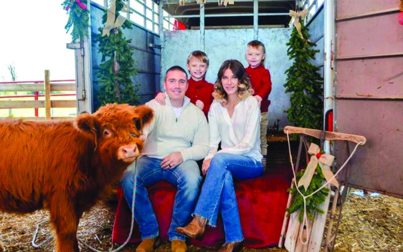 Family Christmas photos with Highland cows was one of the “Farm Fresh Festivities” offerings on the Mistletoe and Farm Market Holiday Farm Trail continuing through Dec. 28 at various sites throughout Pendleton County. The photos were a stop Nov. 17 at the Hilltop Highlands Cattle Farm in DeMossville. Up next on the tour is a Holiday Date Night and Vendor Market at Black Sheep Farmstead in Falmouth.