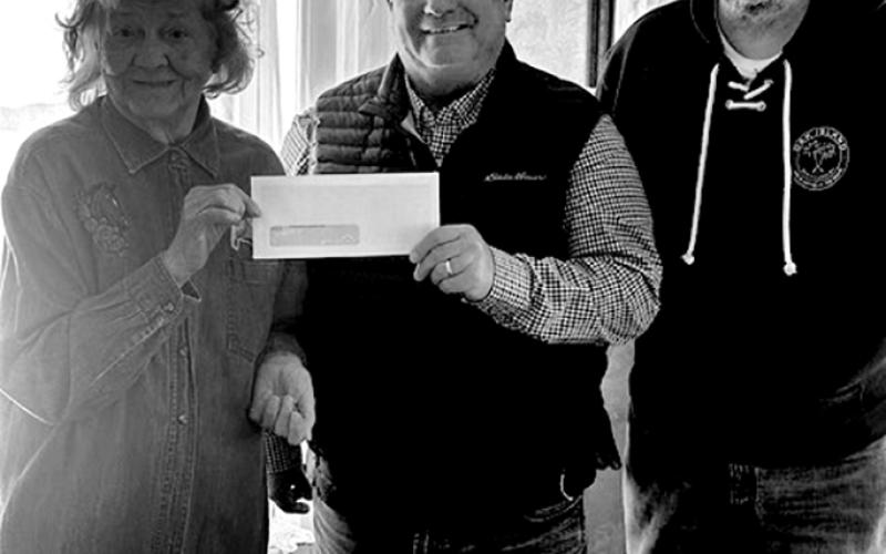 Homesite Construction, 804 W. Shelby St., Falmouth, wants to use the grant to make repairs on its properties “to maintain quality housing.” The woman-owned rental unit company has been in business for 48 years, and provides rental properties for housing and a bed-and-breakfast for overnight accommodations. Here, owner Verda Bonar, left, receives her check from Chamber representatives Gary Hicks and Randy Wells.
