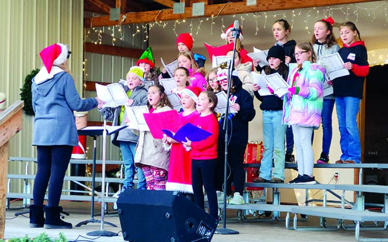 The Southern Elementary School fourth- and fifth-grade choir were among the performers to take to the stage on Shelby Street before and after the parade.