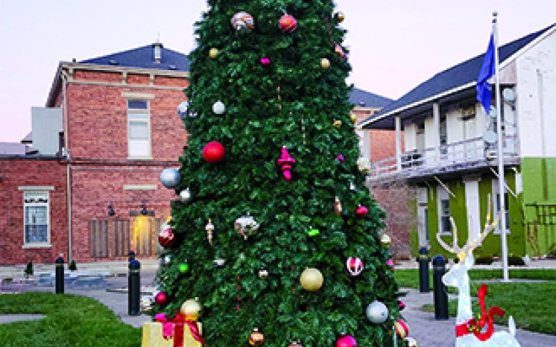 A number of festival-goers posted for photos with the Christmas tree near the corner of Shelby and Main streets.