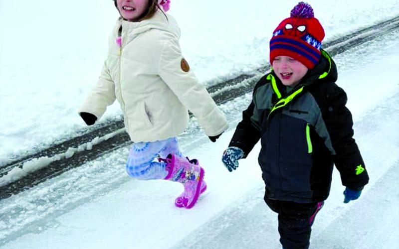 Andee Shields of Falmouth said, “The kids loved the snow. I was hysterical, though, because I’m pregnant and was craving a fried bologna sandwich. All the stores were closed besides Family Dollar and Family Dollar didn’t have bologna. So I was persistent and texted every person in Falmouth that I know and I found some bologna. The day was saved and we enjoyed being snowed in for two days.”