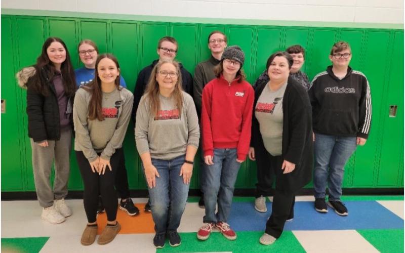 The Pendleton County academic team are, front row from left, Rylan Anderson, coach Kim Bowen, team captain Autumn Webster and assistant coach Kristin Webster. In the back row are Brooke Florer, Riley Combs, RJ Combs, Tanner Morris, Chase Stayton and, Gavin Iles. Photos courtesy of Kim Bowen.