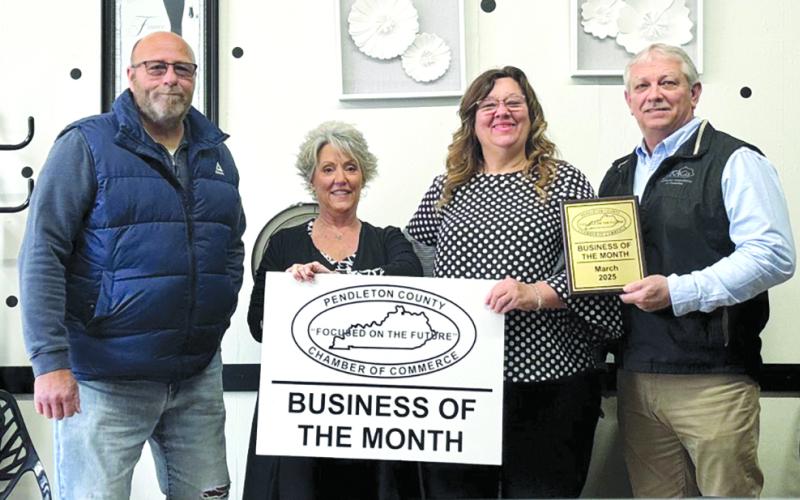 From left are Chamber member Randy Wells, county economic development director Tami Vater, business owner Sheila Utz and county Judge Executive David Fields.  Photo courtesy of Tami Vater.