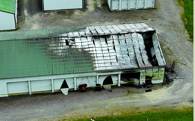This drone shot from Joe Styer shows the aftermath of the storage unit where the fire started.