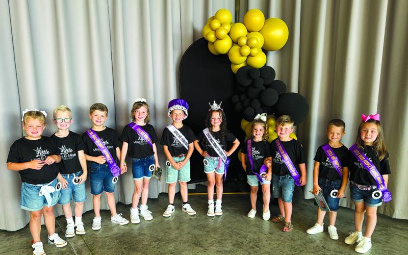 Little Mr. and Miss Pendleton County 2025 are Briella O’Hara and Memphis McClanahan, center.  First runners-up are Macey Schmitt and  Brooks Barker; second runners-up are  aroline Schmitt and Jack Bailey; Mister and Miss Personality are Walker Mann and Griffin Heilman; People’s Choice are Denley Sturgill and Rowen Courtney; Mister Photogenic is Rowen Courtney and Miss Photogenic is Caroline Schmitt.