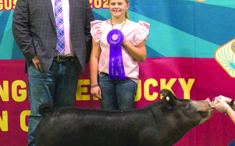 Lilah Mann, 11, took home Reserve Overall Landrace Gilt, bred by Flory Swine Genetics, and Open Show Grand Overall Berkshire Market Hog, bred by RBV Farm. She is a Sharp Middle School sixth-grader.
