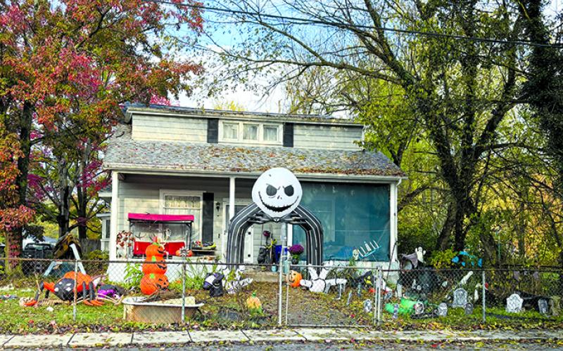 It wasn’t just the kids who decked themselves out in costumes for Halloween. Houses all across Pendleton County sprouted spiders, graveyards, ghost, skeletons and other haunts. This house in Butler was among the ones offering spooky greetings to trick-or-treaters. Photo by Nila Harris.