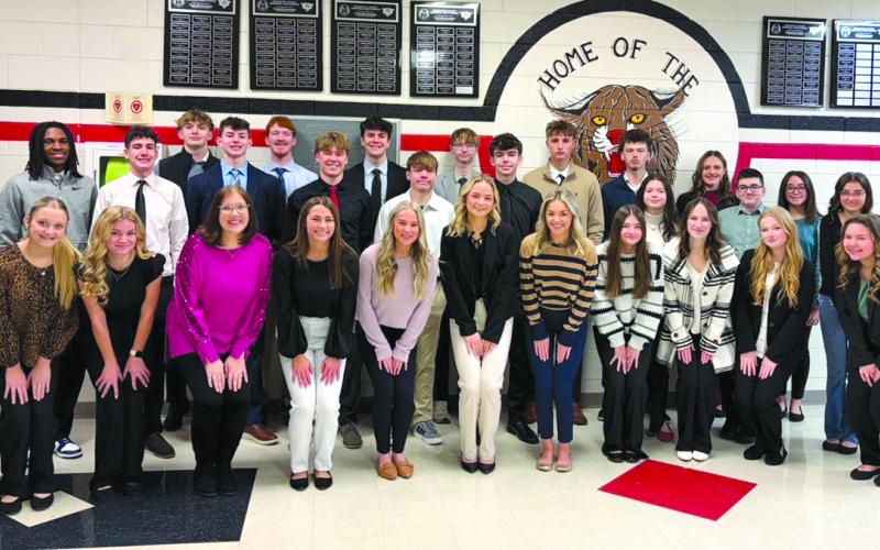Pendleton County High School DECA club students who competed in the Jan. 15 regional competition were, top row from left, Ja’zi Grayson, Benjamin Patton, Hunter Keeton, Kamden O’Hara, Micah Biddle, Parker McCandless, Lincoln Meyer, Jonathan Brossart, Jaren Ashcraft, Miles Collins, Elijah Barhorst, Adam Beebe, Ava Roenker, Jackson Jacobs, Hannah Cahill, Jasmine Huffman and Brooklyn McNay, and bottom row, London Johnson, Chloe Holbrook, Jenna Hyden, Haley Slover, Riley Browning, Jessa Gerhardstein, Aubrey Rec