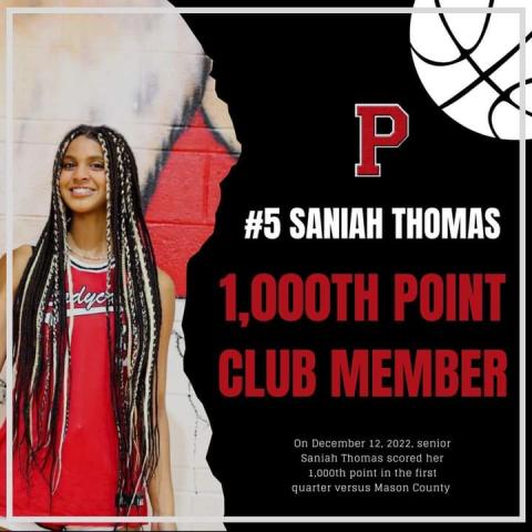 Saniah Thomas becomes the ninth Ladycat to reach 1000 points for her career.