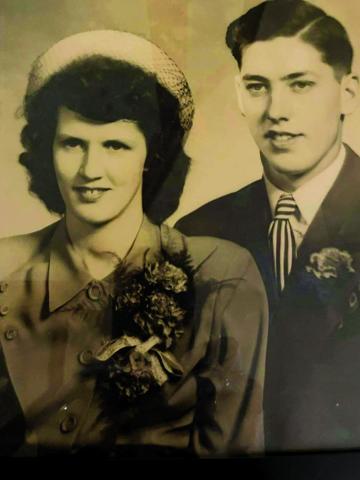 Beulah and Alton Elrod posed for a wedding photo after their marriage on January 22, 1949.