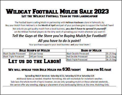Wildcat mulch sale